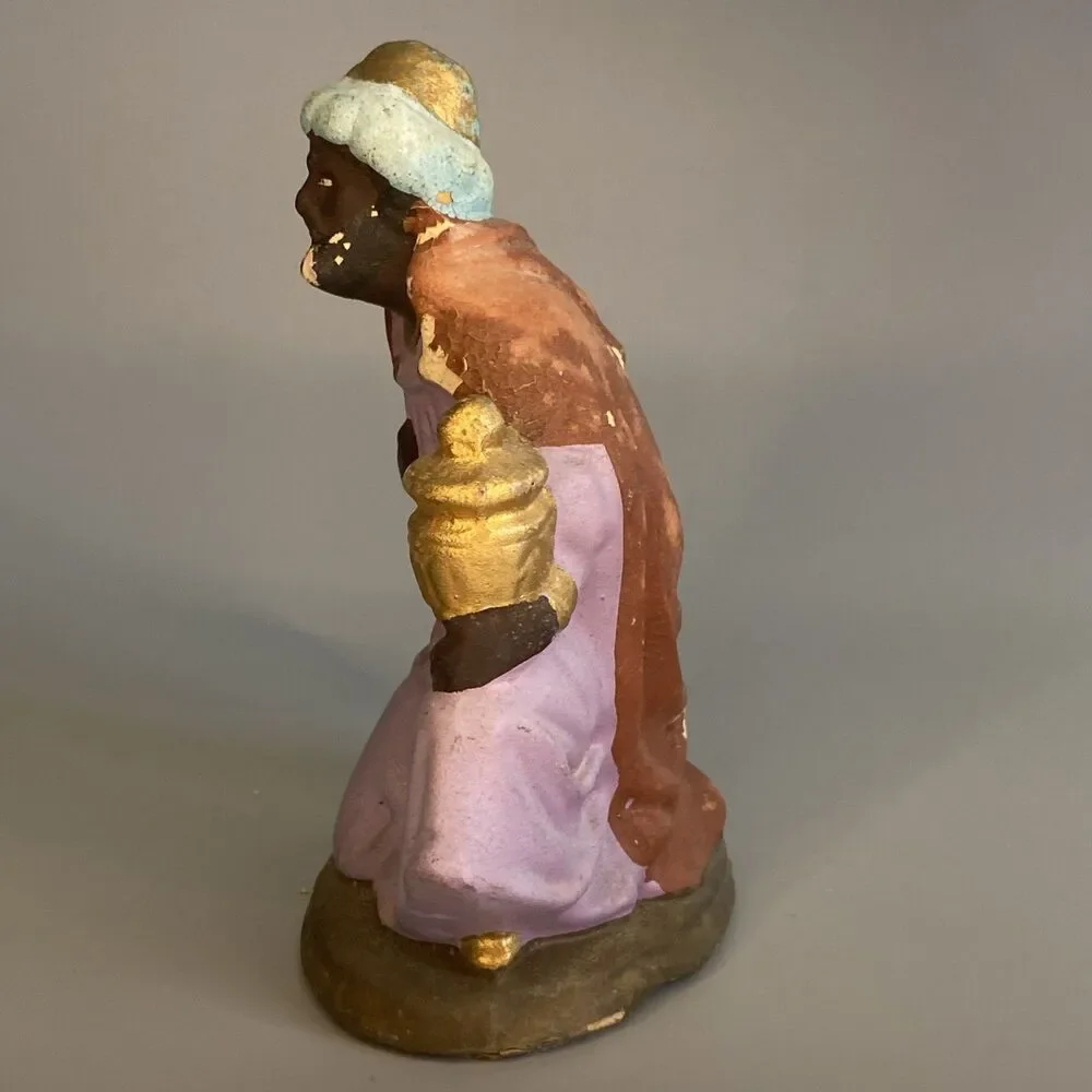 Vintage Germany African American Wise Man Kneel Nativity Figure 5